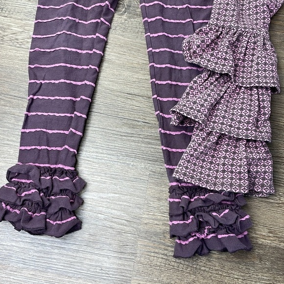 Matilda Jane Little Girls Set of Two Brown and Purple Ruffle Leggings, size 4 - Picture 2 of 8